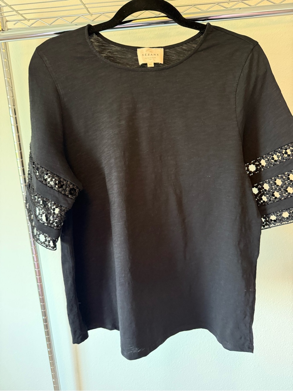 Sezane Hortense T-shirt Black - Size XL - Picture 2 of 4